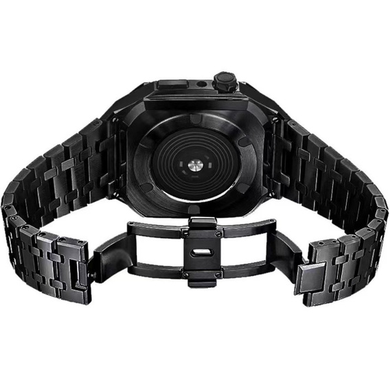 Bransoleta Stalowa z Etui do Apple Watch 7/8/9 45mm, Czarna