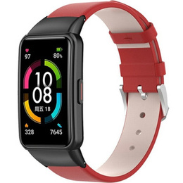 Pasek Skórzany ze skóry naturalnej do Huawei Band 6, Czerwony