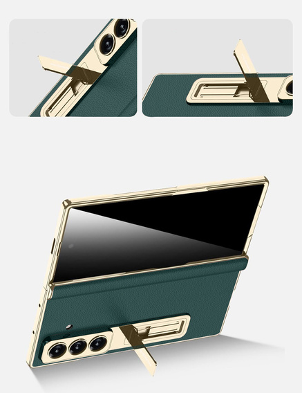 Etui GKK do Samsung Galaxy Z Fold7 5G ze szkłem i podstawką – zielone