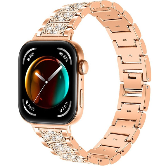 Bransoleta z Diamentami do Huawei Watch Fit 4 / 4 Pro / 3, Różowa rose gold