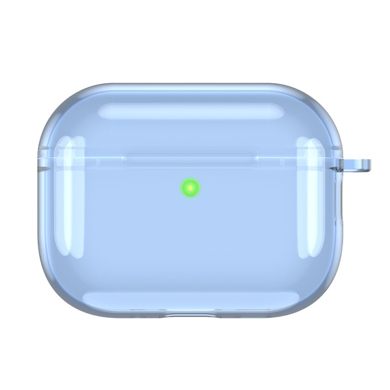 Etui silikonowe do AirPods Pro 3 z karabińczykiem, przezroczyste / niebieskie