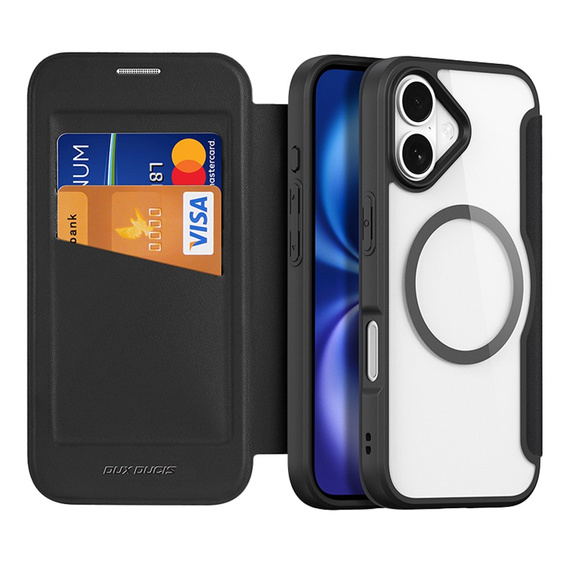 Etui z klapką Dux Ducis do iPhone 17, Skin X Pro, do MagSafe, czarne