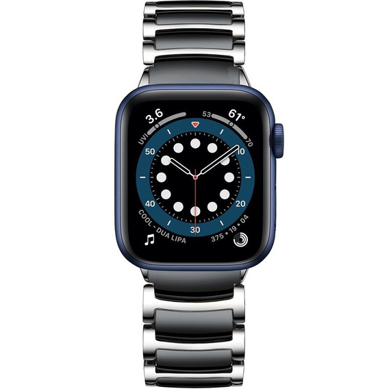 Bransoleta do Apple Watch 1/2/3/4/5/6/7/8/9/10/11/SE Ultra 1/2/3 42/44/45/46/49mm, Czarna / Srebrna