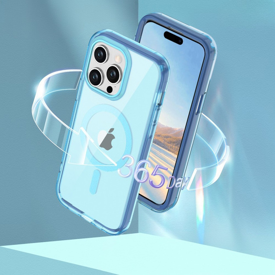 Etui do iPhone 16 Pro Max, Shockproof Hybrid, z folią na ekran, do MagSafe, niebieskie