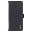 Skórzane Etui KHAZNEH RFID do OnePlus 12R, Litchi Texture, czarne
