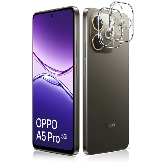 2x Szkło hartowane na aparat ERBORD do Oppo A5 Pro 5G, Przezroczyste