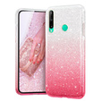 Etui do Huawei P40 Lite E, Glitter Case, Srebrne / Różowe