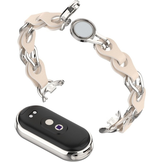 Kobieca bransoleta do Xiaomi Smart Band 10 / 9 / 8, beżowa / srebrna