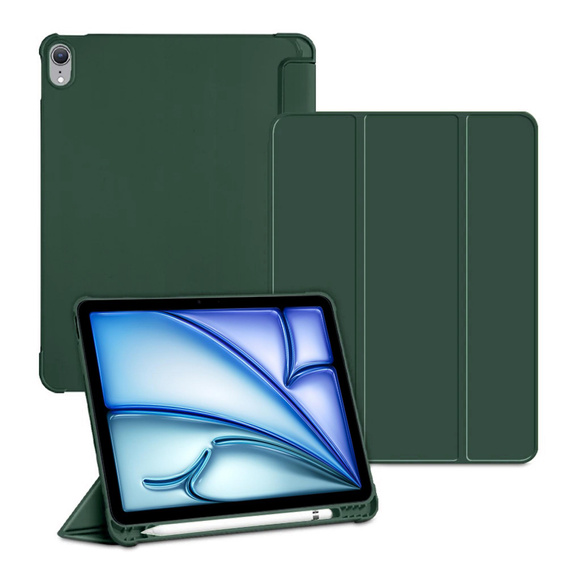 Etui do iPad Air 13" 2024 (6 gen.), Smartcase z miejscem na rysik, ciemnozielone