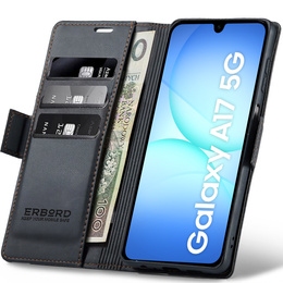 Etui do Samsung Galaxy A17 5G, ERBORD Glossy Litchi, portfel z klapką, czarne
