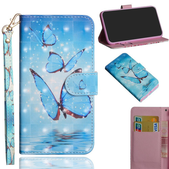 Etui z klapką do Xiaomi Redmi Note 8 Pro, Wallet, Butterfly niebieskie
