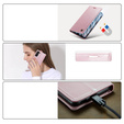 Etui z klapką CASEME do Samsung Galaxy S21, Waxy Textured, różowe