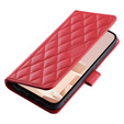 Etui z klapką do iPhone 16, Rhombus Crossbody Leather, czerwone