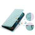 Etui z klapką do iPhone 16 Plus, Rhombus Crossbody Leather, zielone