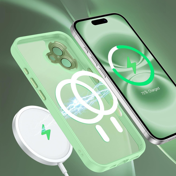 Etui do iPhone 16 Plus, do MagSafe, ERBORD Matt Case, jasnozielone + Szkło na ekran