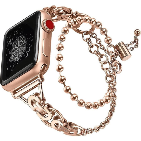 Kobieca bransoleta do Apple Watch 1/2/3/4/5/6/7/8/9/10/11/SE Ultra 1/2/3 42/44/45/46/49mm, Różowe złoto
