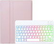 Etui z podświetlaną klawiaturą bluetooth do iPad 11" 2025 A16 (11 gen.) / iPad 10.9" 2022 (10 gen.), różowe