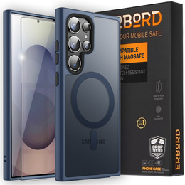 Etui do Samsung Galaxy S25 Ultra, do MagSafe, ERBORD Matt Case, niebieskie + Szkło na ekran