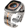 Bransoleta do Apple Watch 1/2/3/4/5/6/7/8/9/10/11/SE Ultra 1/2/3 42/44/45/46/49mm, Tytanowa/Pomarańczowa