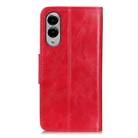 Etui z klapką do Samsung Galaxy S25 Edge, skórzane, czerwone