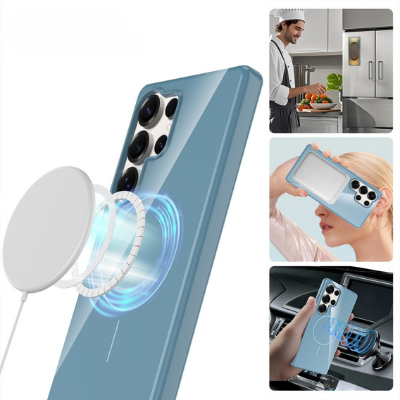 Etui do Samsung Galaxy S25 Ultra z paskiem, magnetyczne MagSafe  – niebieskie