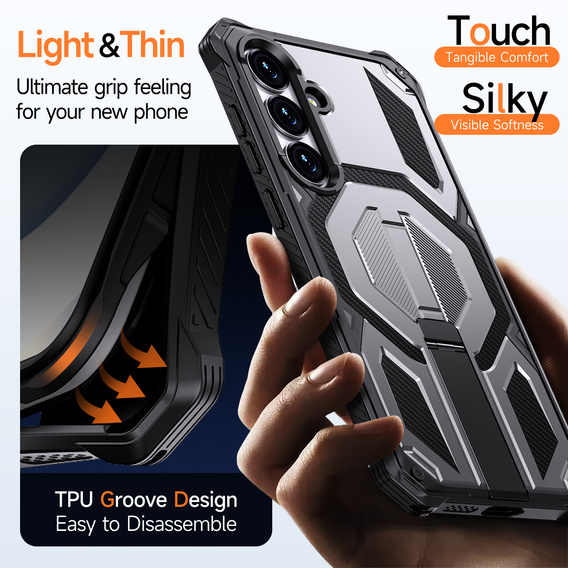 Etui ochronne do Samsung Galaxy S25 FE do MagSafe, z podstawką, szare