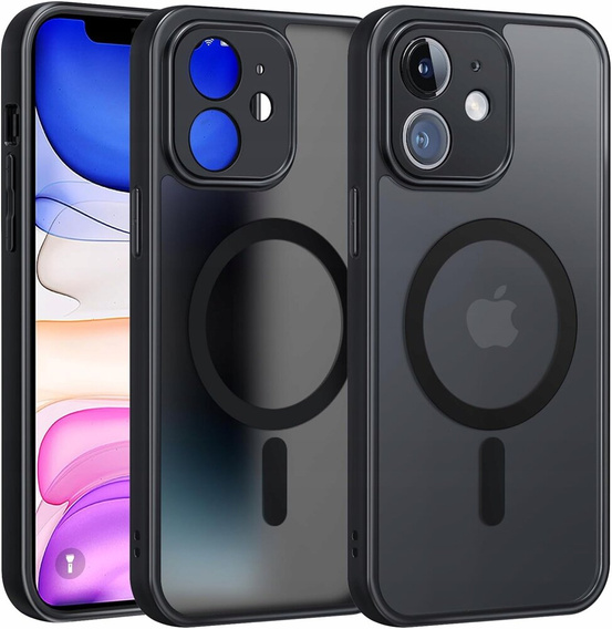 Etui do MagSafe do iPhone 11, Hybrid Matte Lens Pro, czarne + Szkło na ekran