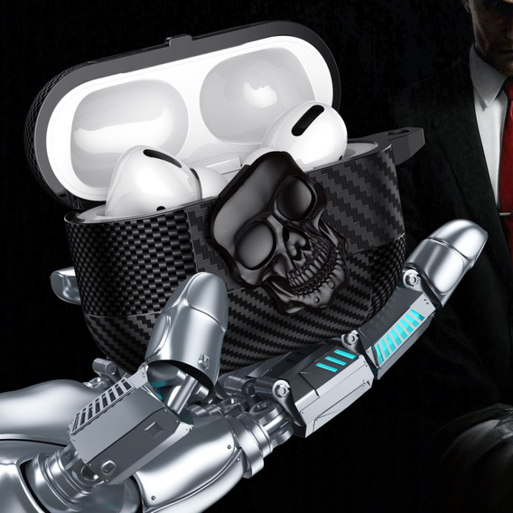 Etui ochronne z motywem czaszki do AirPods 4 – czarne