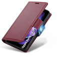 Etui do Oppo Reno 13F / Oppo Reno 13FS, ERBORD Glossy Litchi, portfel z klapką, czerwone