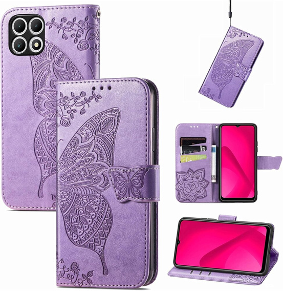 Etui z klapką do T Phone 2 5G, Butterfly, fioletowe