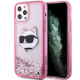 Etui Karl Lagerfeld do iPhone 12 / 12 Pro, Liquid Glitter Choupette Head, różowe