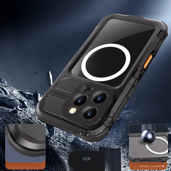 Etui Wodoszczelne IP68 do iPhone 16 Pro, SHELLBOX MagSafe, do pływania