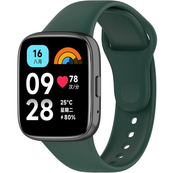 Pasek Silikonowy do Xiaomi Redmi Watch 3 Active, Ciemnozielony