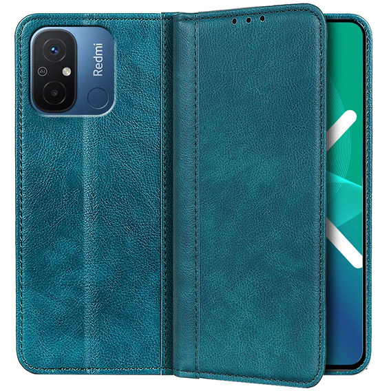 Etui do Xiaomi Redmi 12C, Wallet Litchi Leather, zielone