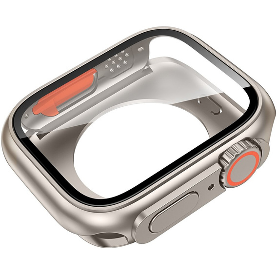 Zestaw Pasek Nylonowy + Etui 2w1 do Apple Watch 4/5/6/SE 44mm, Czarny / Pomarańczowy