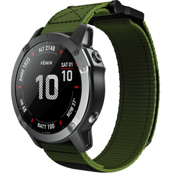 Pasek nylonowy do Garmin Fenix 7X/6X Pro/Tactix 7 26mm, Green