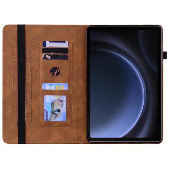 Etui do Samsung Galaxy Tab S10 Lite / S10 FE / S9 FE, Wallet Pen Slot, brązowy