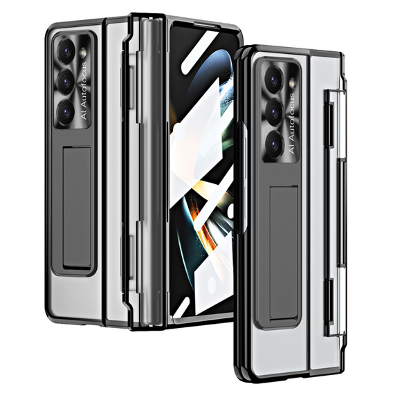 Etui do Samsung Galaxy Z Fold 5 5G, z wbudowaną szybką i podstawką, czarne