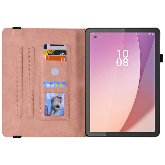Etui do Lenovo Tab M9, Wallet Pen Slot, butterflies, różowe