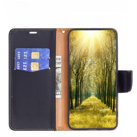 Etui z klapką do Samsung Galaxy A34 5G, Wallet Litchi Magnet, czarne