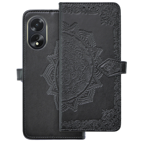 Etui z klapką do Oppo A38 4G / Oppo A18 4G, Mandala, czarne