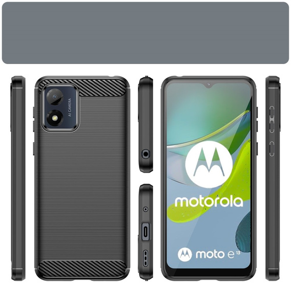 Etui do Motorola Moto E13, Karbon, czarne