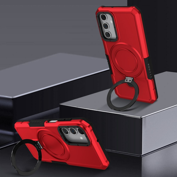 Etui do Samsung Galaxy A15 5G, Kickstand Ring, czerwone + szkło 9H