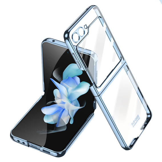 Etui ze szkłem do Samsung Galaxy Z Flip7 FE / Z Flip6, PC Case, Niebieskie