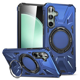 Etui do Samsung Galaxy A15 5G, pancerne do MagSafe z podstawką, niebieskie + szkło 9H