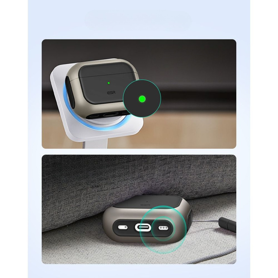 ESR Etui na słuchawki Airpods Pro 3, Orbit Halolock MagSafe, titanium