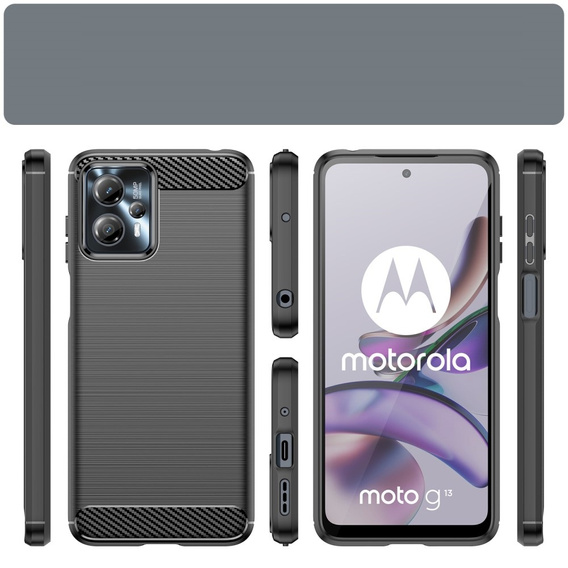 Etui do Motorola Moto G23 / G13, Karbon, czarne