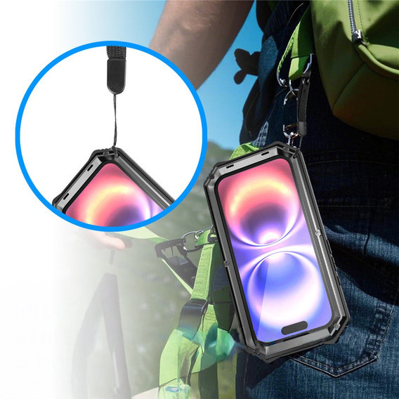 Etui pancerne do iPhone 17, R-JUST, z podstawką, czarne