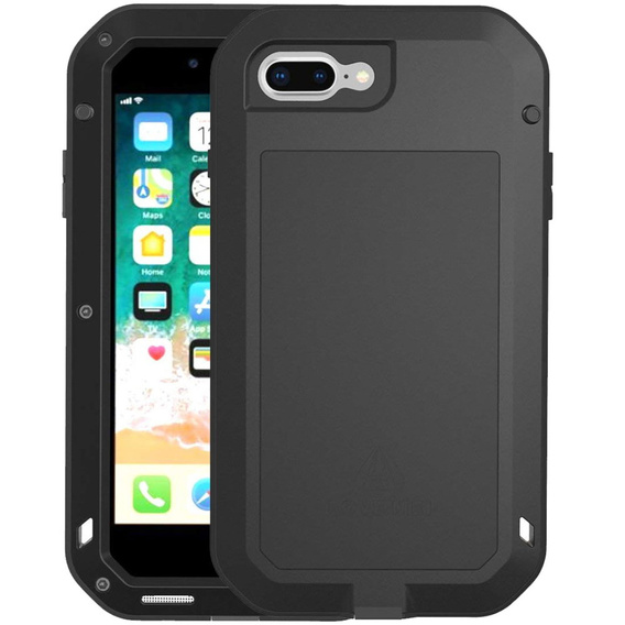 Etui Love Mei do iPhone 8 Plus / 7 Plus, pancerne ze szkłem, czarne