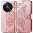 Etui z klapką do Realme 12, Butterfly, różowe rose gold